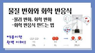 [중3 과학] 물질 변화와 화학 반응식 l 물리 변화, 화학 변화, 화학 반응식 만드는 법