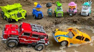 Robot Tobot V Wild Chief & Paw Patrol Rescue Bumblebee Revenge - Stopmotion Devastator Transformers