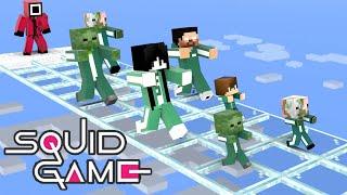 Monster School : SQUID GAME GLASS BRIDGE CHALLENGE - Sad Story - Minecraft Animation