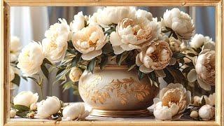 Vintage Peonies | Flower Art Screensaver | Frame TV Art | Vintage Floral TV Background | 2Hrs 4K