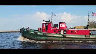 Tugboat Missouri departing for the Soo and her 5 year inspection! New deckhand Hannah aboard!