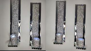 DIY glam wall sconces/ #amazondupe / #walldecor #glamdiy #mirroreddecor #diy