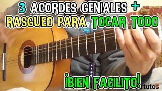 Como tocar LA PROGRESIÓN DE 3 ACORDES MÁS FÁCIL EN guitarra CON RASGUEO PARA TOCAR DE TODO - FACIL