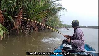 Daring to fish during thunderstorms, thank God... there was a blessing of three Barramundi fish