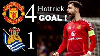  Manchester United vs Real Sociedad 4-1 | Bruno Fernandes hattrick | HIGHLIGHTS | Europa League