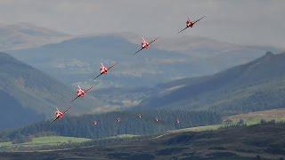 RAF Red Arrows transit in Formation  through  Mach Loop Snowdonia Wales.