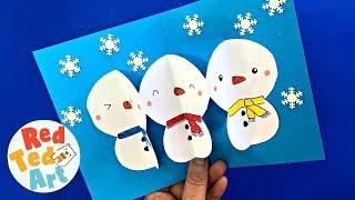 EASY Snowman Pop Up Card DIY - 3d Christmas Card Crafts & Winter Card Designs