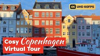 Copenhagen hygge virtual walking tour exploring the harbour and canals in the morning - 4K UHD 60fps