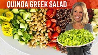 Vegan Quinoa Greek Salad with Hummus Dressing | Kathy's Vegan Kitchen