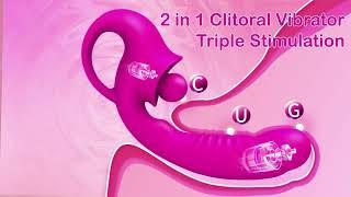 G Spot Vibrator, 2 in 1 Dildo Vibrator Clitoralis Stimulator with 10 Vibration Modes for Females