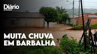 Chuva forte causa muitos pontos de alagamento em Barbalha, no Cariri