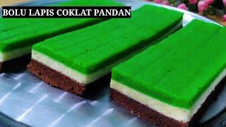 Resep bolu lapis coklat pandan hasilnya lembut dan empuk 100%berhasil