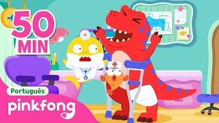 Oppa, Meu osso está quebrado! | Dinossauro | +Completo| Pinkfong, Bebê Tubarão!Canções para Crianças