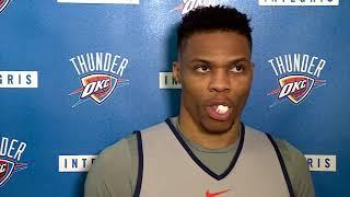 Russell Westbrook talks about the play of Carmelo Anthony and Steven Adams