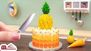 Fresh Miniature Pineapple Tropical Fruit Cake Decorating | ASMR Cooking Mini Food