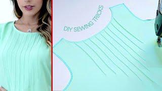 sewing classes for beginners | Pintucks Neck Design for cutting and stitching Kurti/Suit