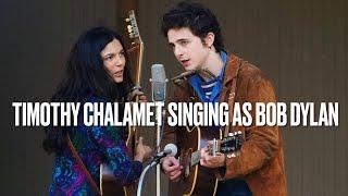 Footage of Timothy Chalamet Singing as Bob Dylan in A Complete Unknown Released