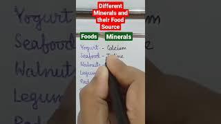 Minerals with Their Food Source #shorts #science #nutrition