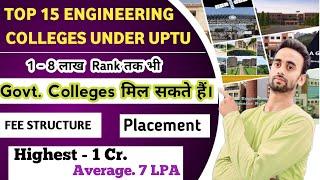 Top 15 Best Engineering Colleges UPTU /AKTU। High Placements। 1-8 लाख Rank तक Government Colleges