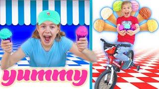 Buying REAL Ice Cream At A Pretend Play Drive Through!