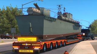 American Truck Simulator - Heavy Transporting Navy Gunboat - Peterbilt 389 510Hp