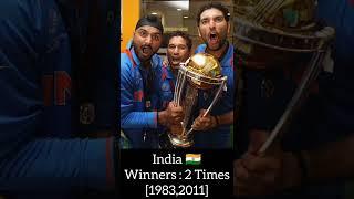 Top 3 Teams won Highest Time world cup trophy in cricket  #shorts #cricket