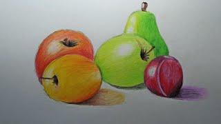 Как нарисовать фрукты. how to draw fruit. Натюрморт