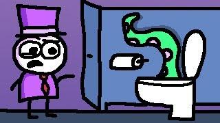 Zombey löst Rätsel auf dem Klo.