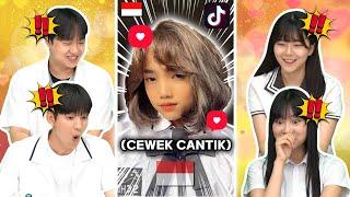 REAKSI SISWA KOREA KAGET LIHAT TIKTOK CEWEK CANTIK INDONESIA  | Wanita Indonesia | Reaction