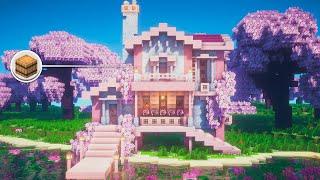 How to Build a Cherry House + Interior in Minecraft • Tutorial 4K