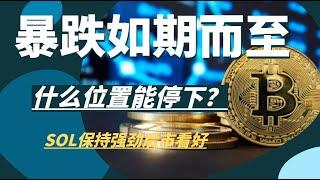 大暴跌如期而至！老陶用了三期视频强调风险。那么什么位置能够停下？SOL强劲表现后市看好