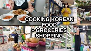 KOREAN VEGETARIAN FOOD COOKING + GROCERIES, BTS MERCH SHOPPING | vlog