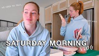 spend saturday morning with me // update on my relationship..., furniture shopping, & grocery haul