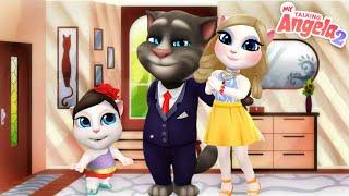 My Talking Angela And Tom Happy Family || My Talking Angela 2 || My Tom 2 || my talking Angela 1 ||