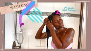 WASH DAY after box braids || 24 weeks post relaxer || April Sunny