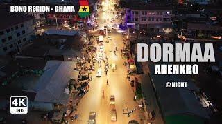 Dormaa Ahenkro Aerial View at Night in the Bono Region of Ghana 4K