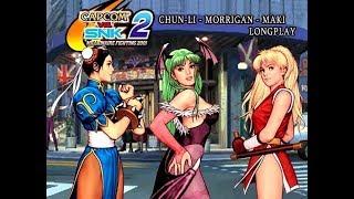 Capcom vs SNK 2 [PS2] Arcade Mode - Chun-Li, Morrigan & Maki