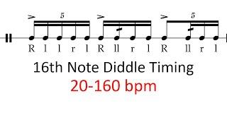 16th note diddle timing | 20-160 bpm sheet music