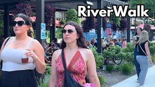 Summer in Chicago RiverWalk Walking Tour on Friday | July 26, 2024 | 4k 60fps, City Sounds