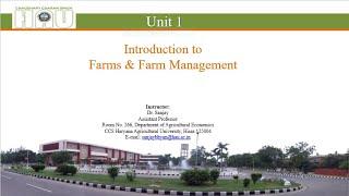 Introduction to Farms & Farm Management (Unit 1)