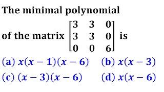 minimal polynomial of the matrix algebraic and geometric multiplicity mcq Gate 2011 linear algebra