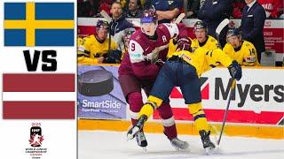 SWEDEN VS LATVIA HIGHLIGHTS QUARTERFINALS IIHF WORLD JUNIOR CHAMPIONSHIP 2025