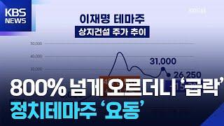 800% 넘게 오르더니 하루아침에 ‘급락’…정치테마주 ‘요동’ [잇슈 머니] / KBS  2025.05.05.
