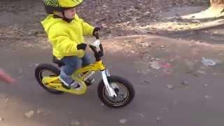 The child rode a bicycle Tima Kuleshov 1.11 years