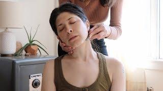 ASMR head, neck, & facial massage with gua sha (with my former boss!) [whisper]