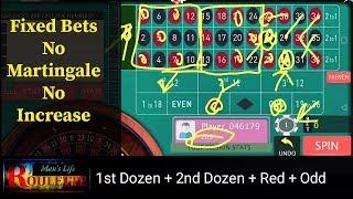 1st Dozen + 2nd Dozen + Red + Odd ( Static BETS, No Martingale ROULETTE Strategy)