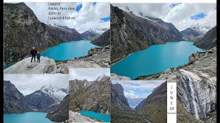 Lake Paron near Huaraz , lookout elevation 4300 m.  6 year old Victor in Peru, the 1 st hike