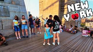 NYC Heatwave Walk 4K: Brooklyn Bridge Manhattan Bound Windy Summer July 2024