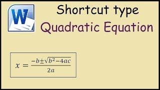 How to type quadratic equation in Word