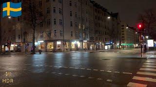 Walkingtraveler: Stockholm Walk at Night | Birger Jalsgatan | 4K